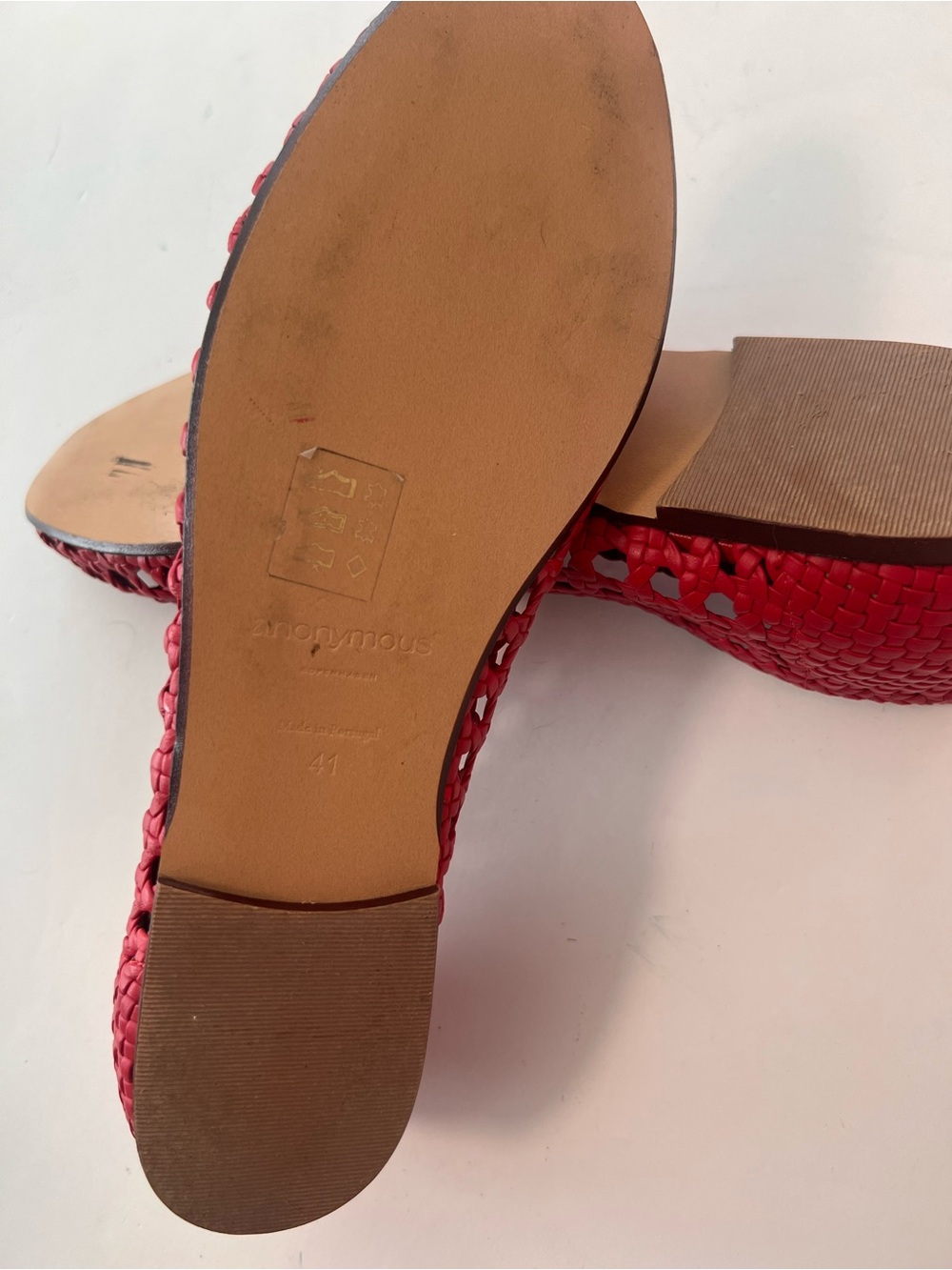 Anonymous Copenhagen Flats Sessi 10 hand-braided Woven Red Shoes Sz US 10 - Picture 5 of 8